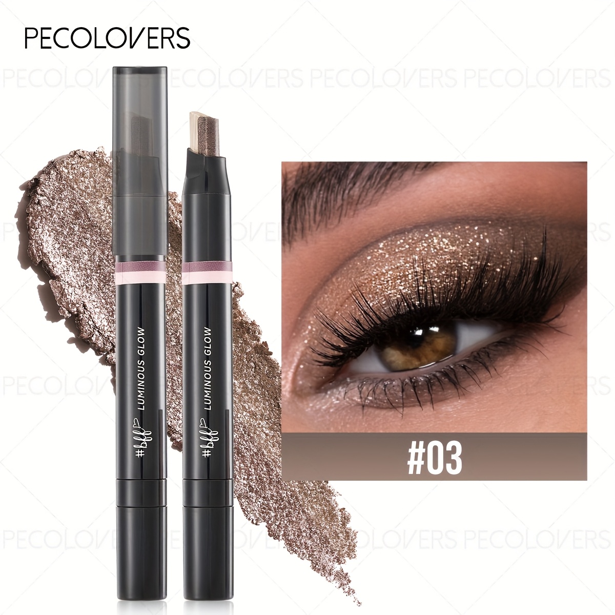 1pc Shadow Stick, Two-color Eye Shadow Stick, Of Shape, Waterproof, Shiny Eyes, Eye Cosmetics
