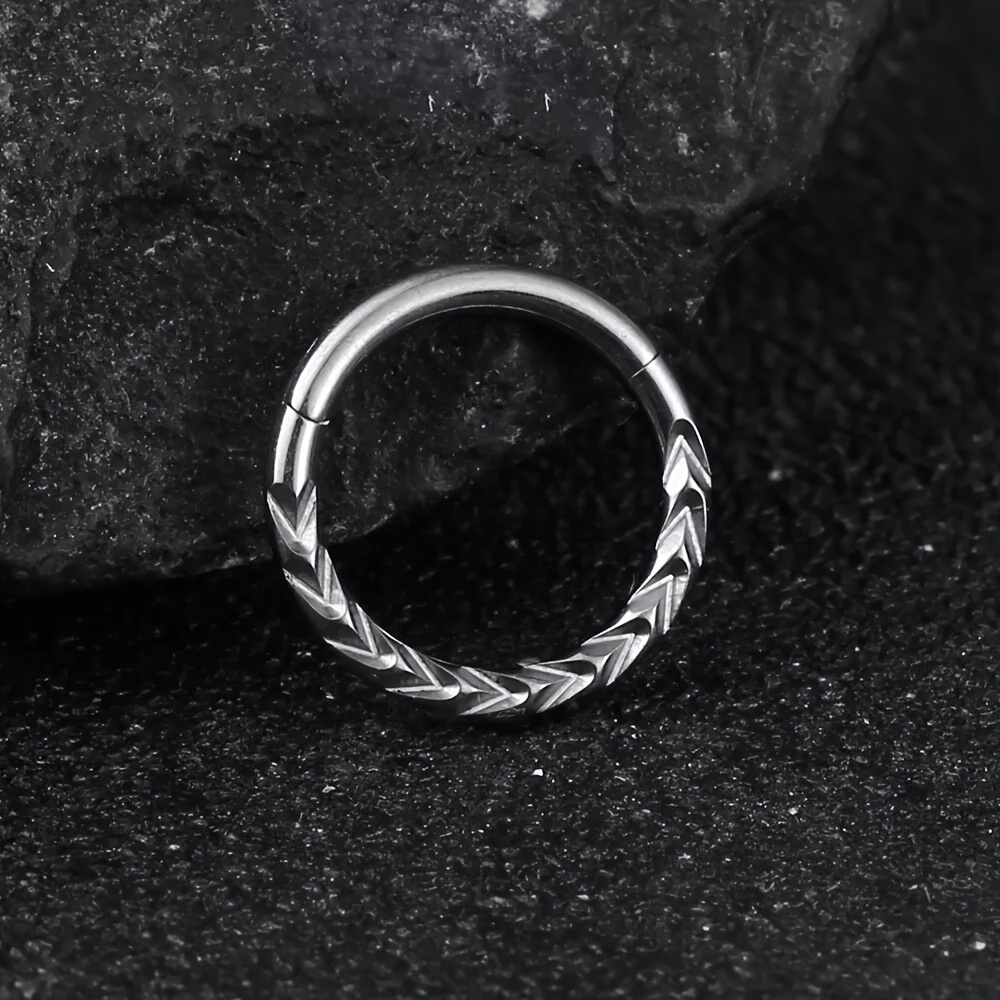 E-shop 1 Stück modischer 316 Edelstahl geschnitzter Weizenähren Nahtloser Ring Nasenring Septum Ohrring Geschlossener Ring Multifunktionales Piercing