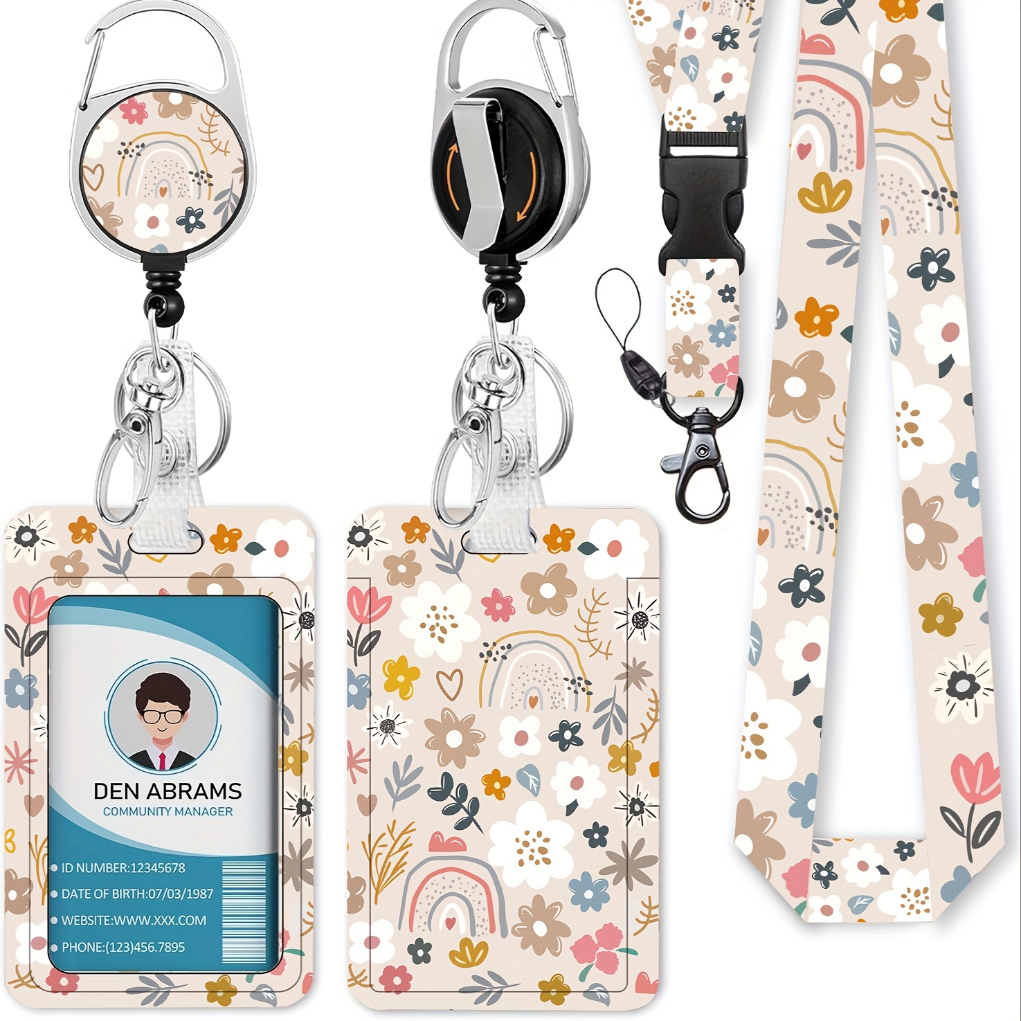 Id Badge Holder With Breakaway Lanyard, Fine Lanyards For Id Badges With Retractable Badge Reel And Card Holder Key Chain, Cute Name Badge Clips For Nurse Teacher Office Gifts