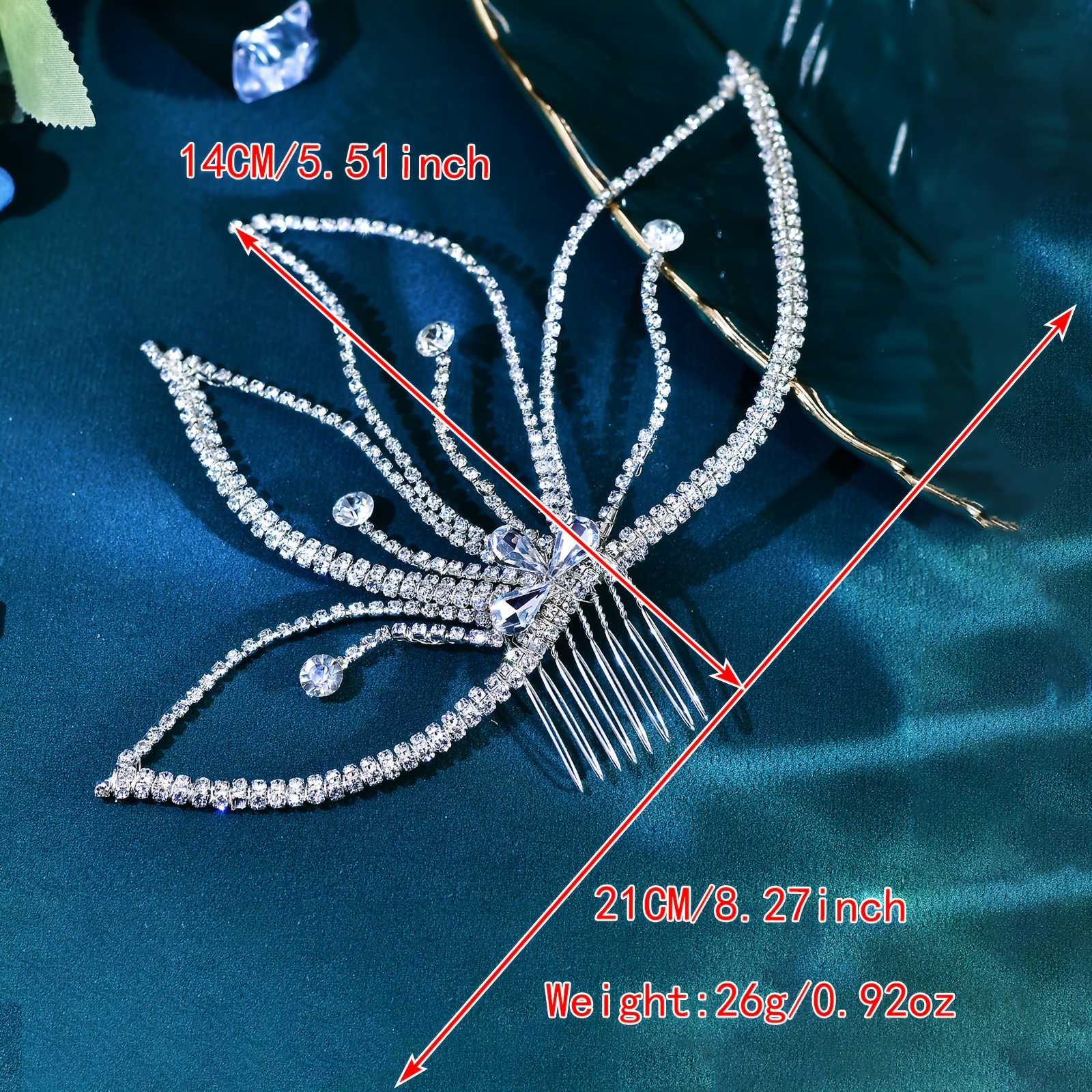 Women's Rhinestone Chain & Leaf Bridal Hairpin, Wedding Accessory