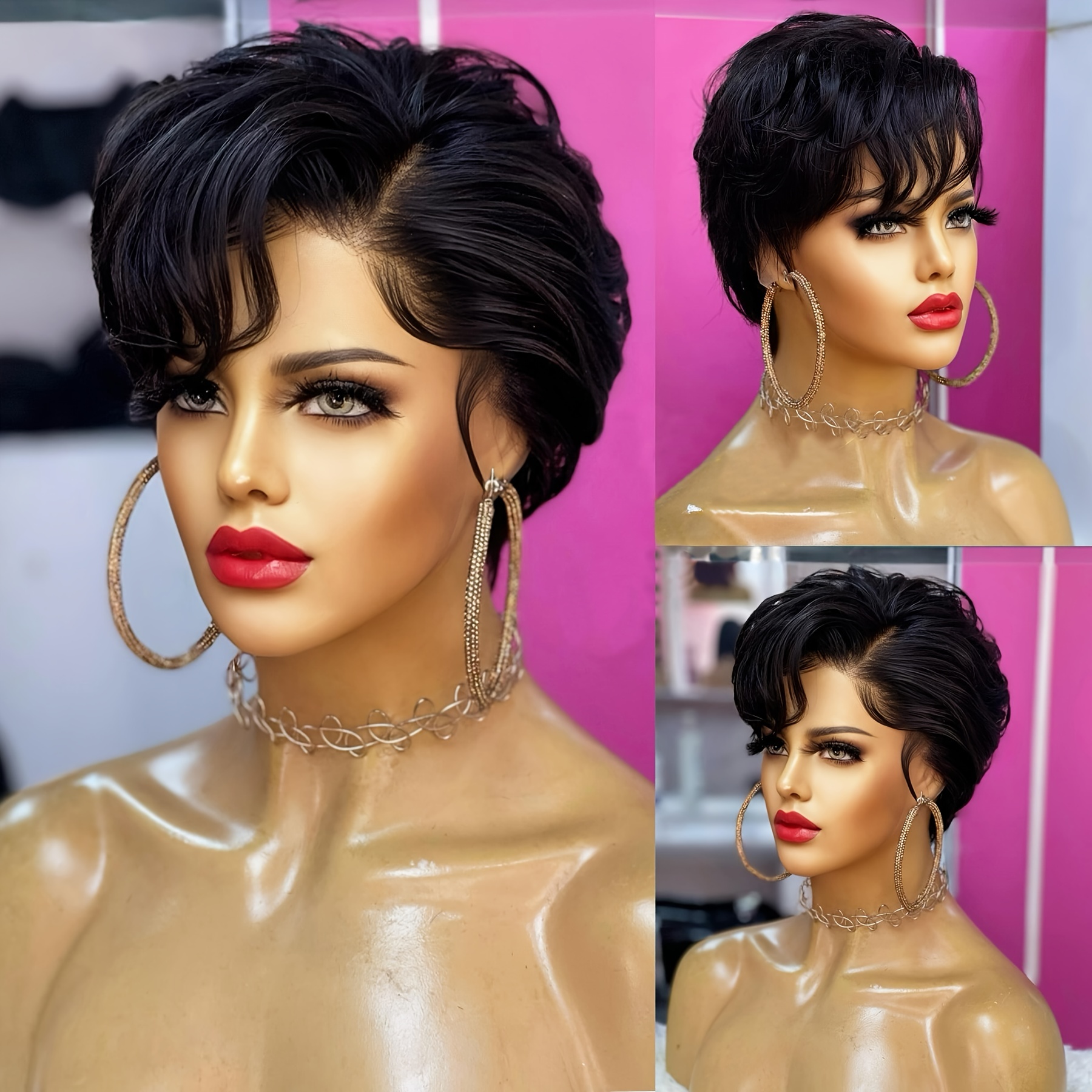 

Elegant Cut Lace Front Wig For Women - 13*4*1 Lace Frontal Human Hair Wig Color, 150% Density Human Hair With & Bangs, Breathable & Lightweight, & Cosplay