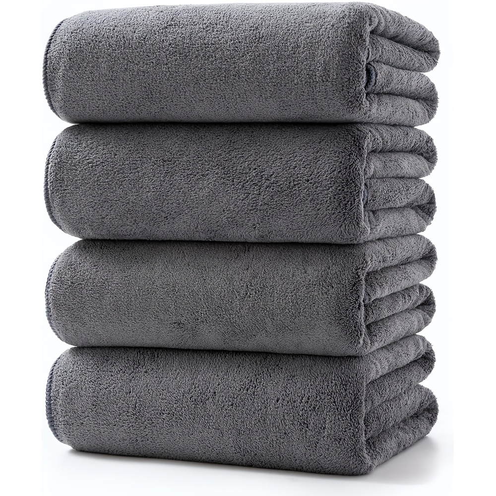 TEMU Lot de 4 serviettes de bain, 27"x54" serviette en microfibre absorbante XL, drap de doux, ensemble de serviettes de salle de bain, serviettes de
