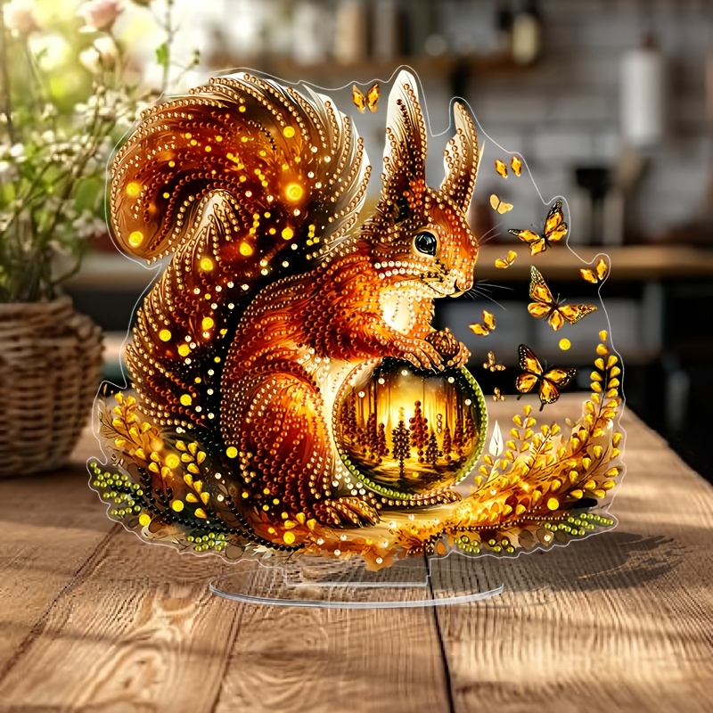 

1 Diy 5d Kit With Base - Squirrel & , Sparkling Acrylic Rhinestones, Ideal For Living Room, Study, Bedroom Decor - Handcrafted Gift In Vibrant Gift Box