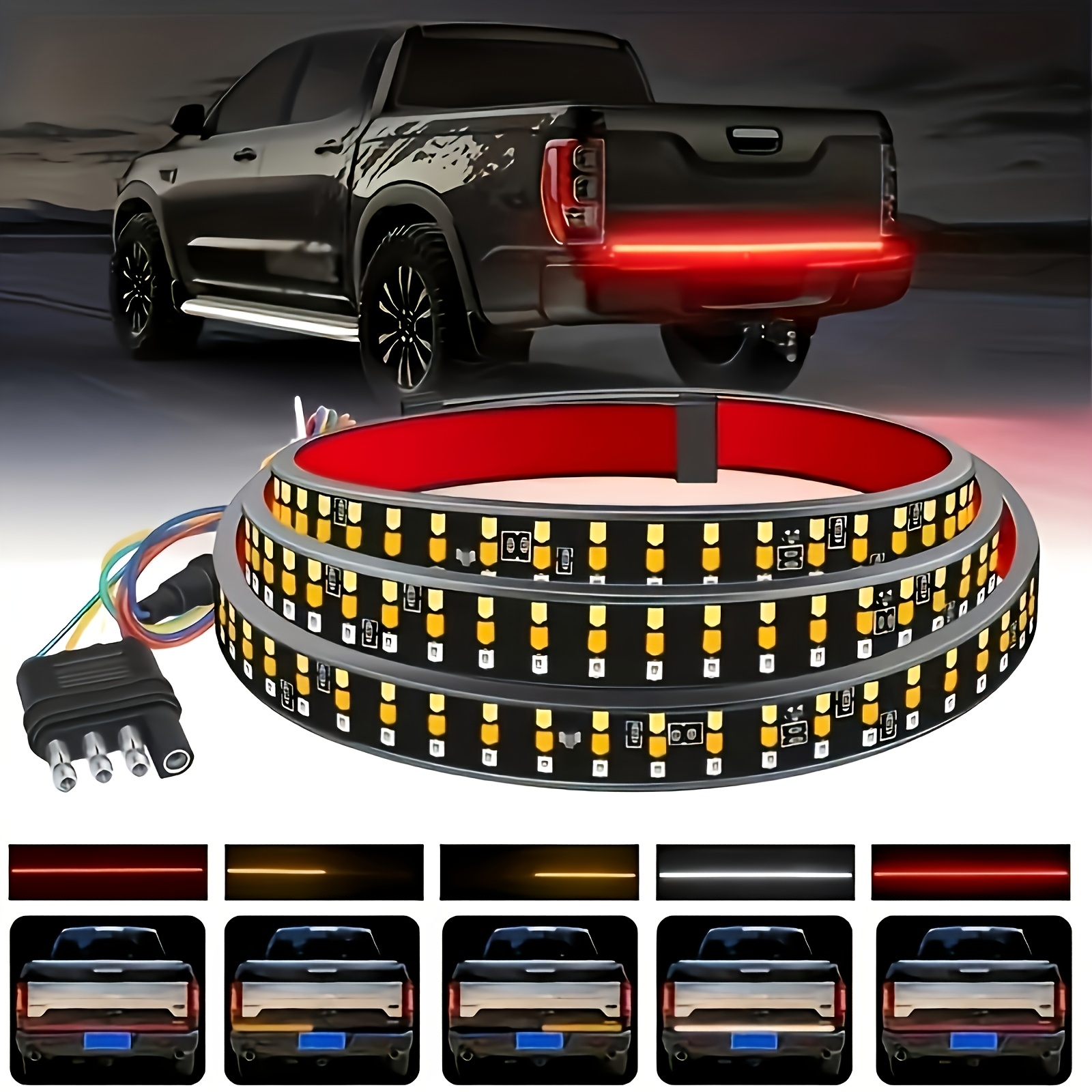 TEMU Feu décoratif arrière de 60 pouces pour camionnette, avec mode frein, mode , mode , bande lumineuse de conduite, bande lumineuse LED à flux pour