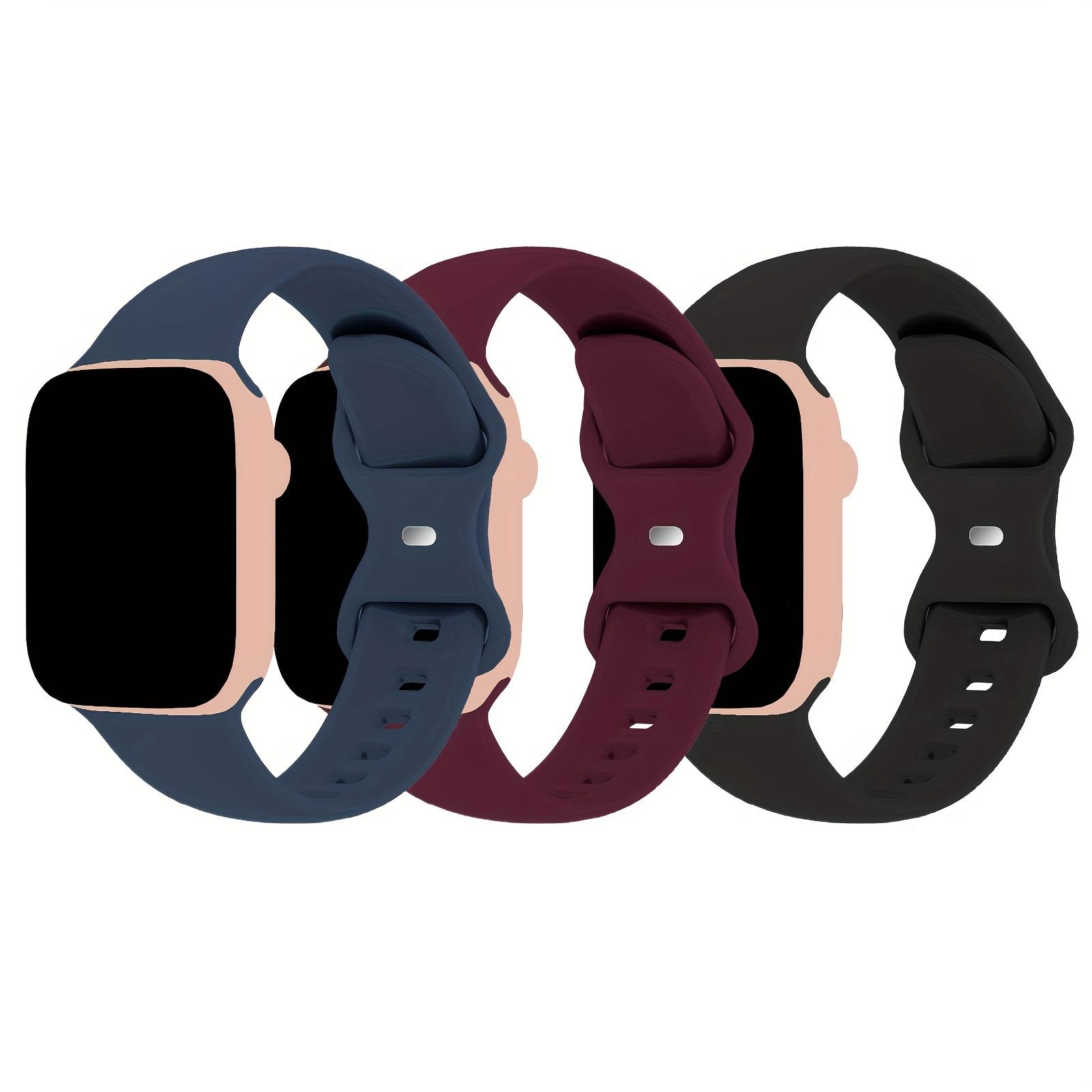 E-shop 3er-Pack weiche Silikon-Sportbänder für Apple Watch - Kompatibel mit Größen von 38 mm bis 49 mm, geeignet für Series 10/9/8/SE/7/6/5/4/3/2/1