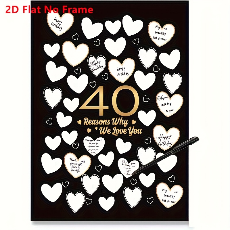 TEMU 2d Flat, 40th Birthday Wall Decor Suitable For - Frameless " You" Signature Poster, Modern Art Deco Canvas For Guest Book Replacement,, Bedroom,