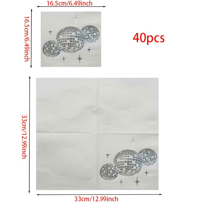 E-shop 20/40 Stück Disco Kugel Servietten Disco Party Dekoration Cocktail Servietten mit Silberfolie Letzte Disco Bach 70er 80er 90er Partyzubehör für