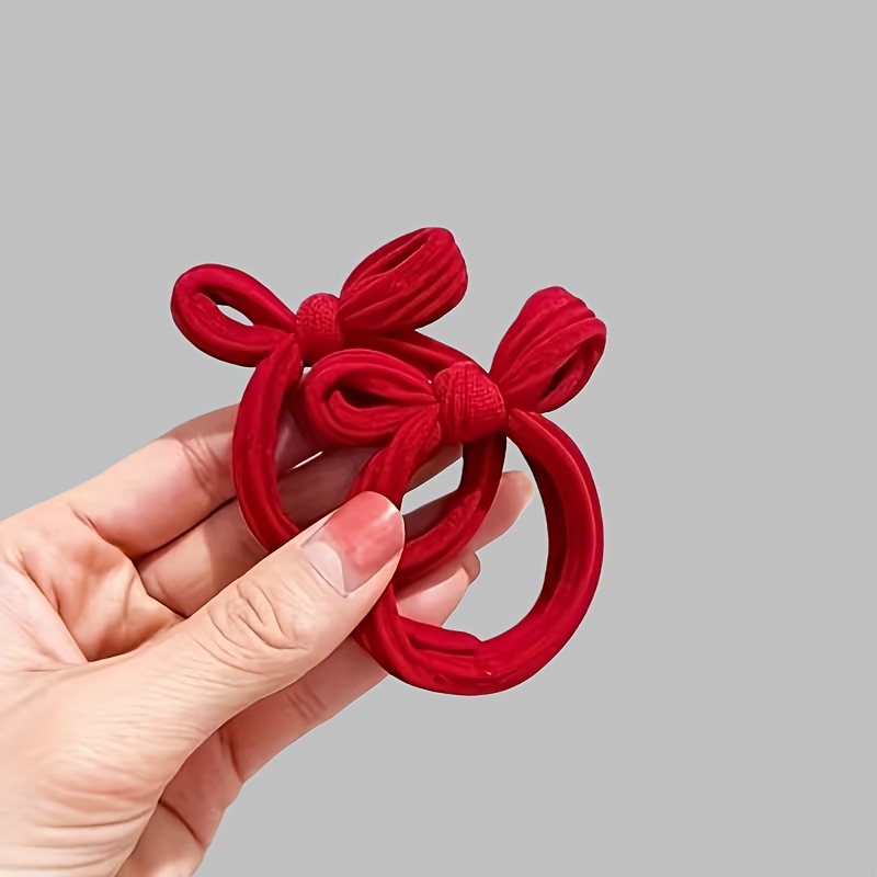 2pcs Red Ultra-Elastic Hair Ties with Non-Slip Grip
