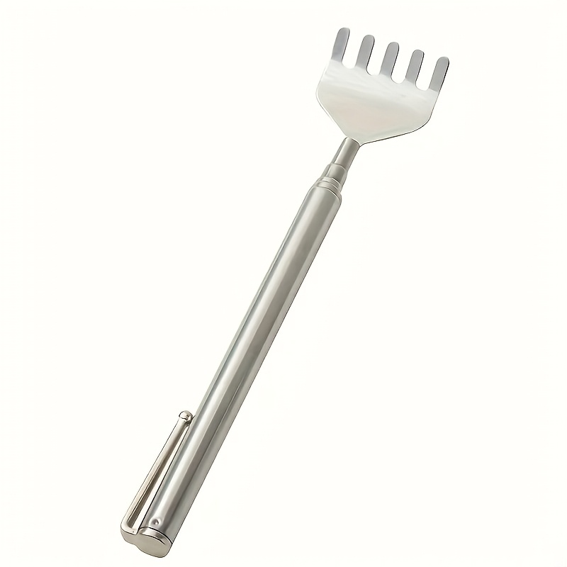 a retractable back scratcher 19 69 inches long made of stainless steel portable with a non   designed to be durable and   suitable for massage and skincare details 8