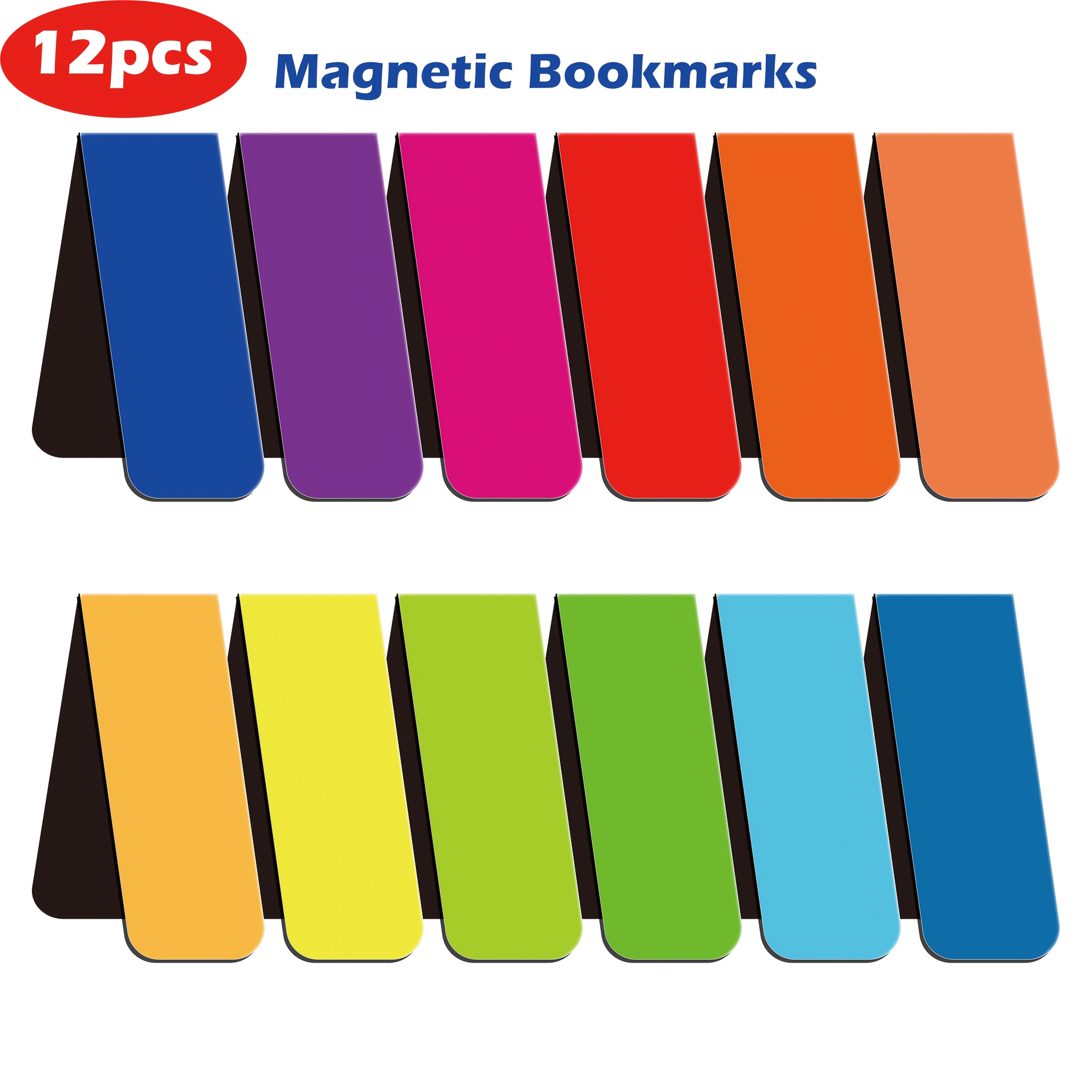 

12pcs Marque-pages Magnétiques, Multicolore, Pliables, Marque-pages Réutilisables, pour la Lecture, l'École, avec le Anglais