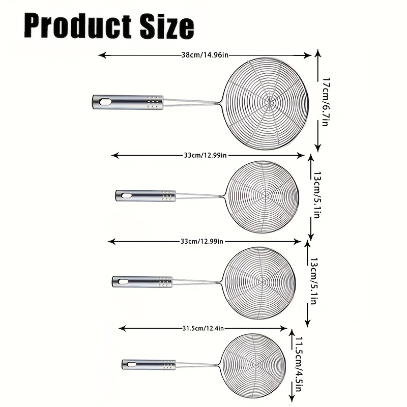 TEMU 4pcs Stainless Steel Filter, Web Strainer For Quick Draining, Filtering Grease, Suitable For Cooking, Washing Fruits, Filtering Vegetables, Easy
