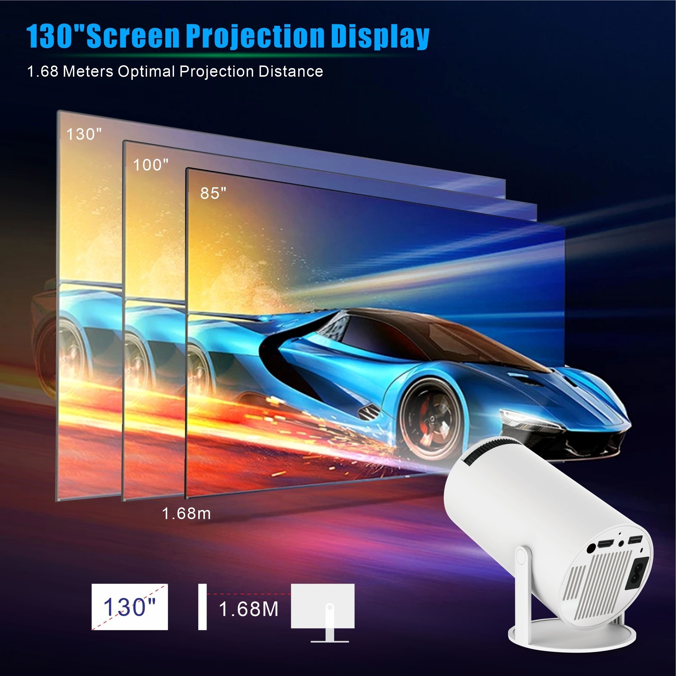 2024 new hy300 pro projector 4k 11 0 720p 200 wireless 180 details 1