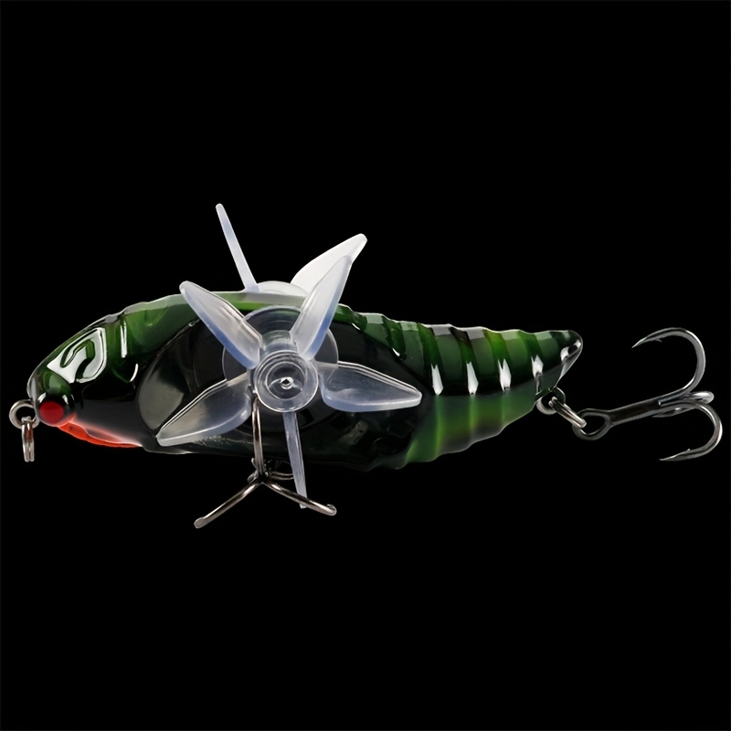 TEMU 1pc Lure Bait Artificial Bait, Double Propeller Surface Sinking Crawling Lure Abs Plastic Hard Bait Rotating Fake Bait
