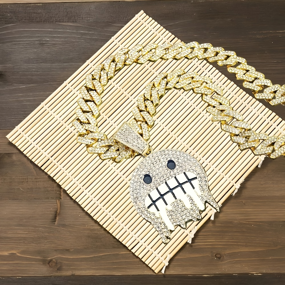Hip Hop Ice Face Pendant Cuban Chain Necklace