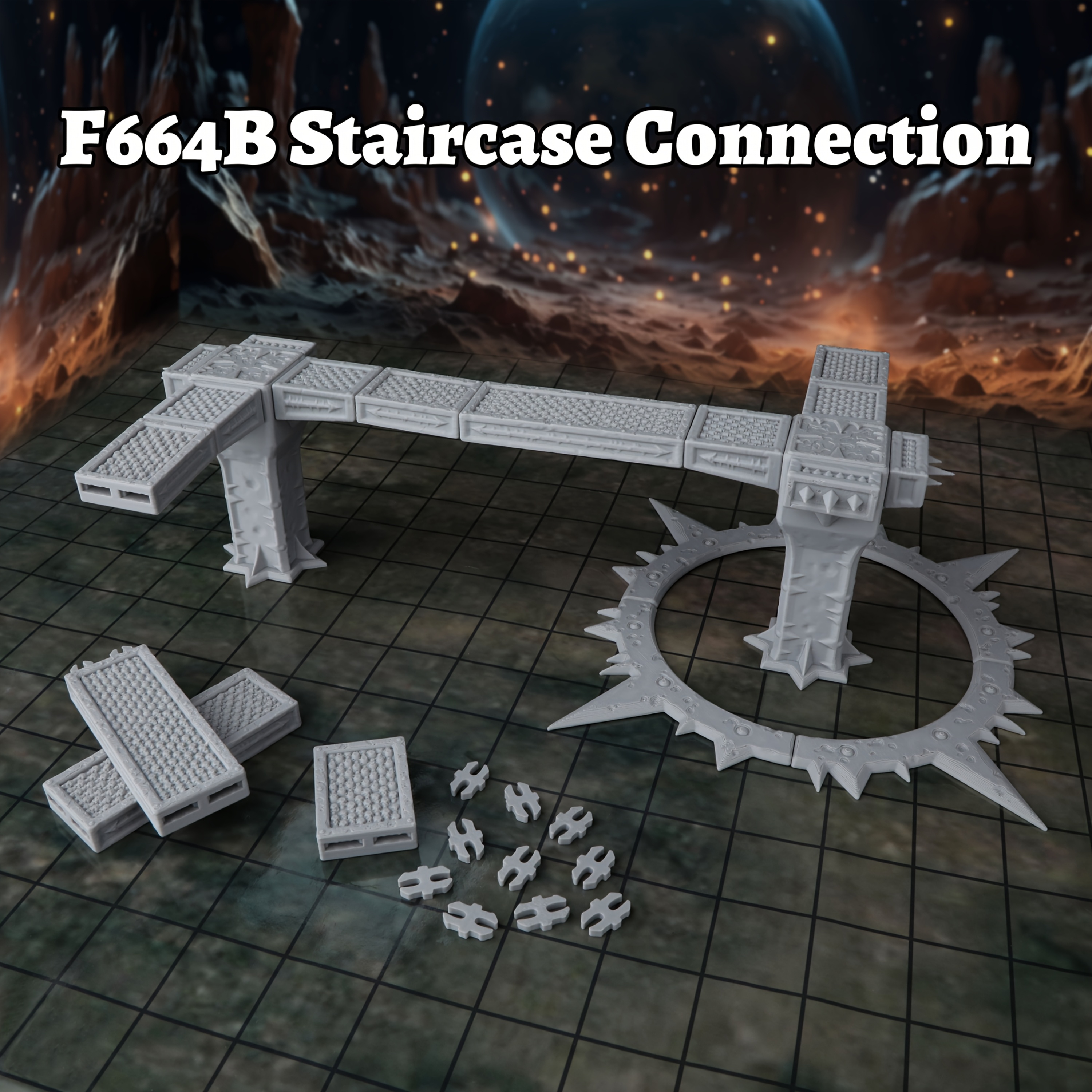Modular Sci-Fi Spiral Staircase & Connection Set