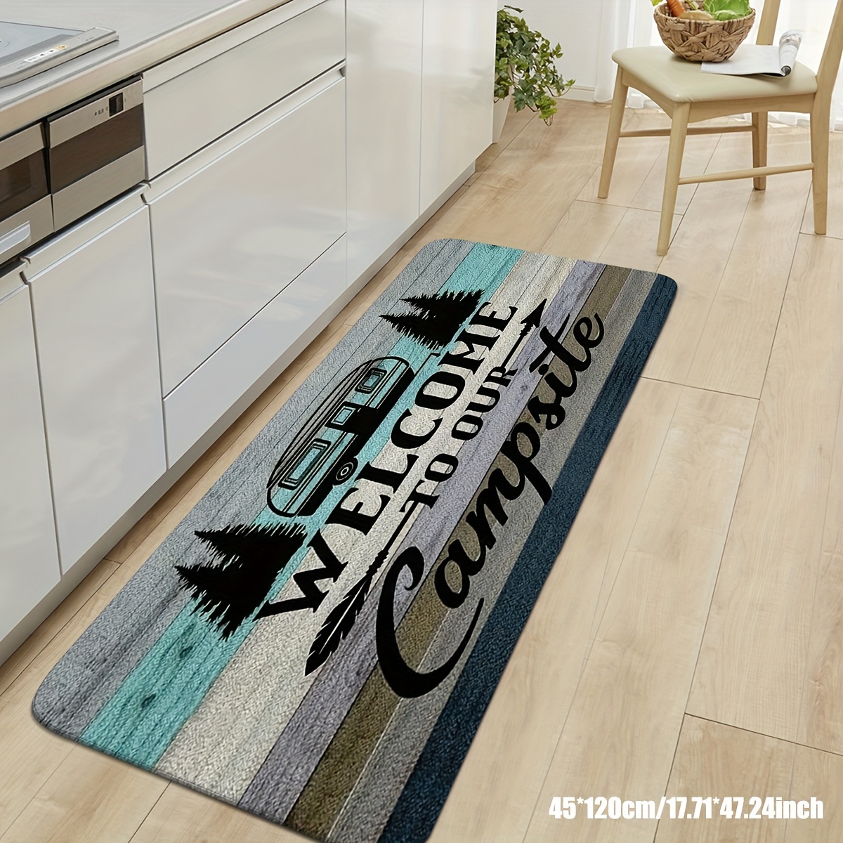 

Welcome To Our Campsite Kitchen Rugs - Polyester Non-slip Absorbent Dirt-resistant Floor Mats For Home, Bathroom, And Entryway - Multiple Sizes Available