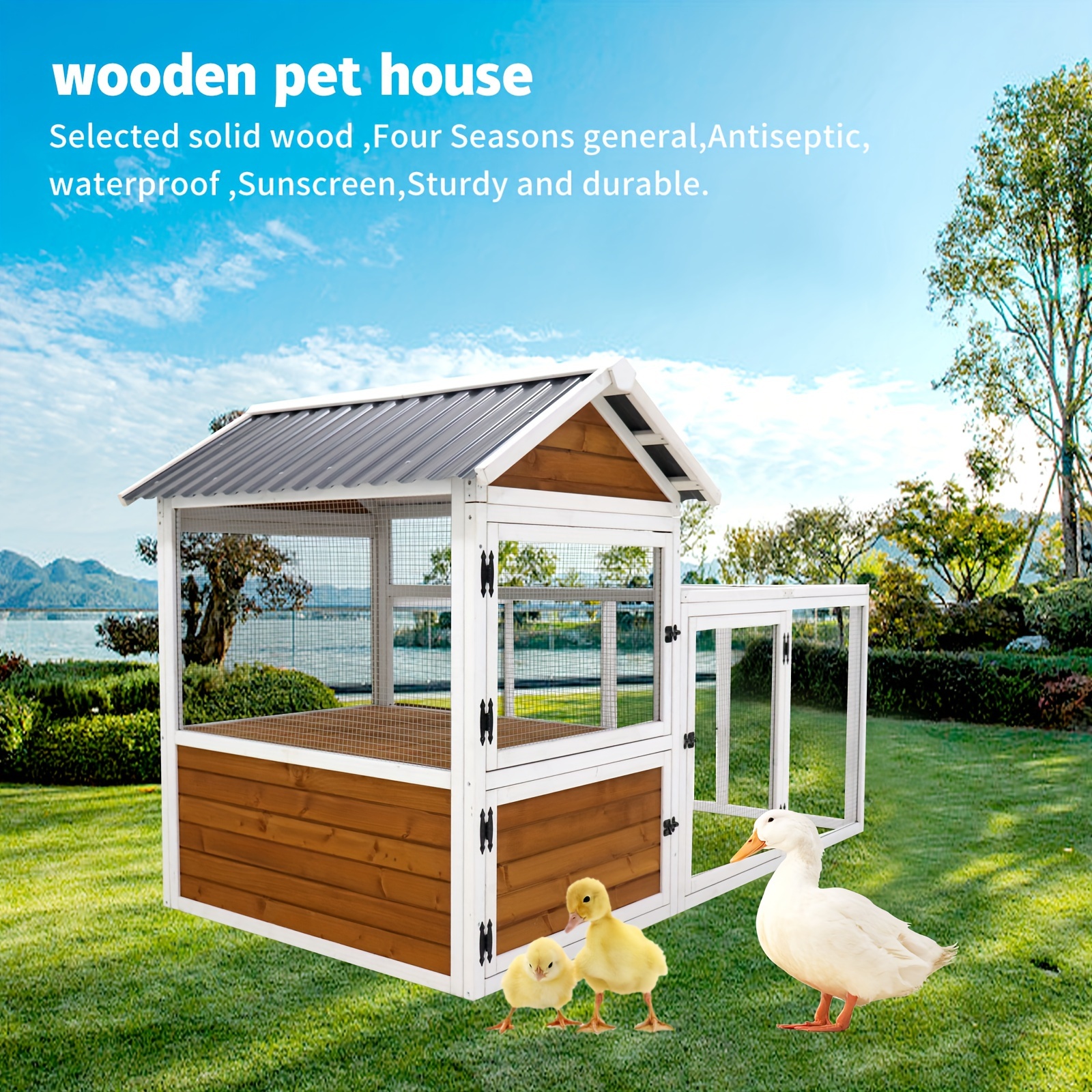 77 Inch Large Outdoor Chicken Cage wooden Chicken Coop waterproof Pet