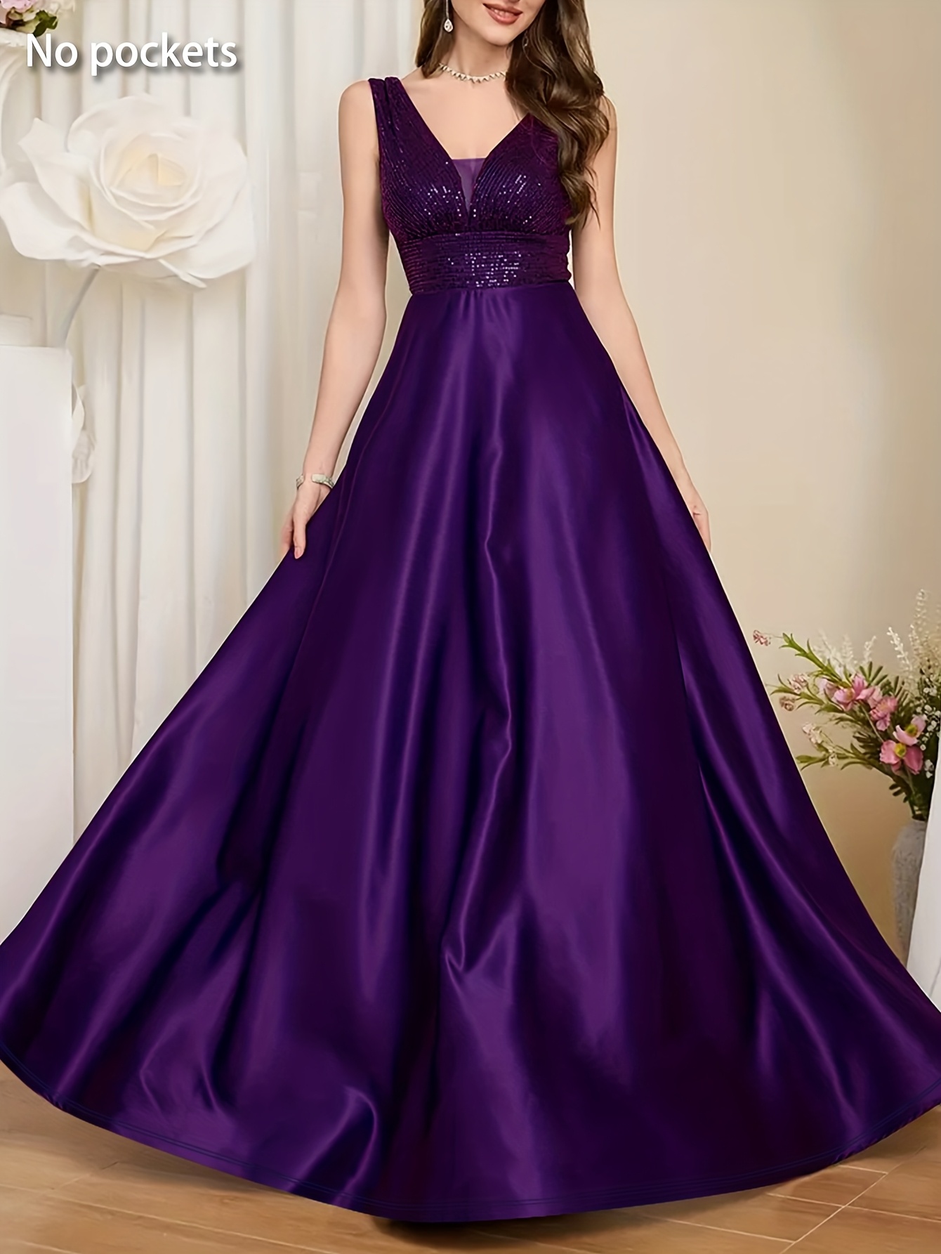 strapless open back dress Lavender Deep V Neck Mermaid Long Prom Dresses Gala Dress – jkprom main image 0