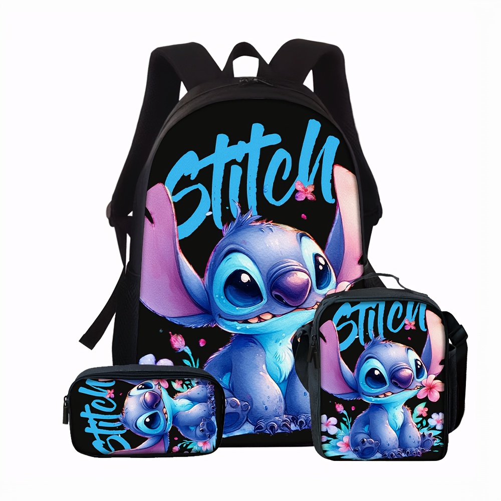 

3pcs Stitch Set Bag, Stitch Pattern, Large Capacity Backpack, Lunch Bag, Essential Backpack.