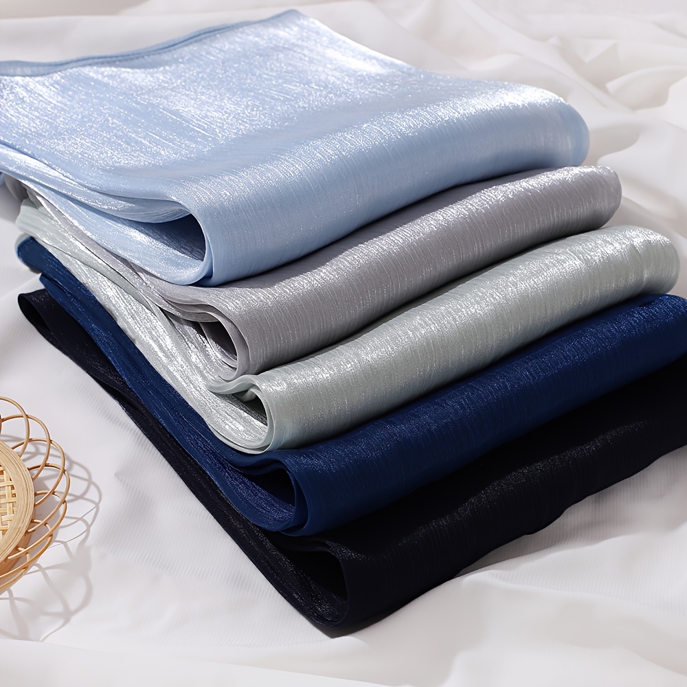 5pcs Set Women's Luxury Pleated Shimmer Organza Hijab Scarf for Muslim Ramadan