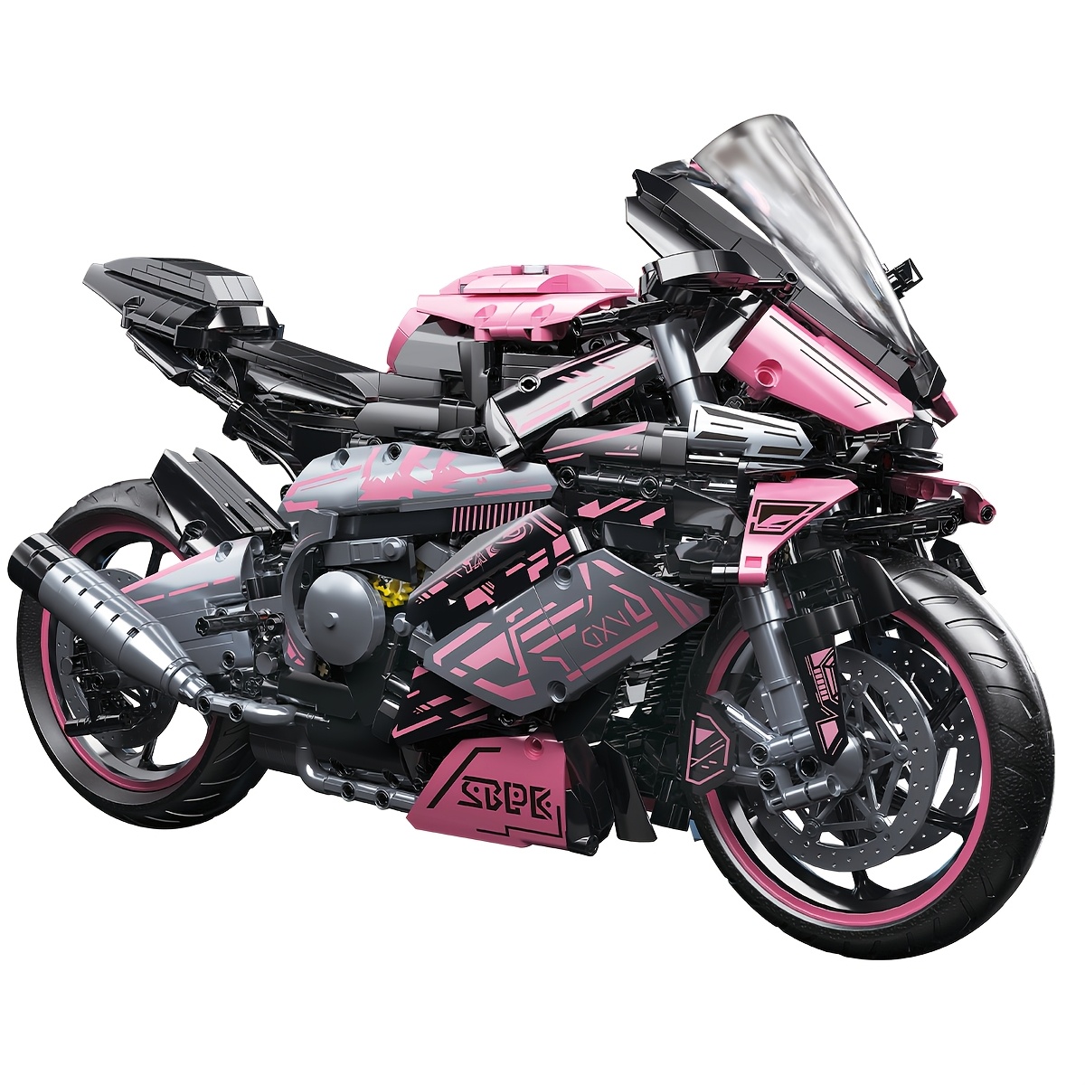 Image of 1:5 [2045pcs Mechanical Motorcycle Building Blocks Assembled Set] Cyber Design | Pink And Black Color Matching | High Detail Structure | Fit Lovers Creative , Aesthetic Design, Quality Experience