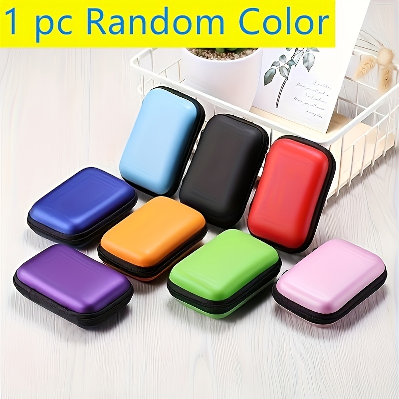 1pc EVA Headphone Storage Bag with Zipper - Portable Wireless Earbud Case & Cable Organizer, Durable Plastic, Mixed Color Shell
