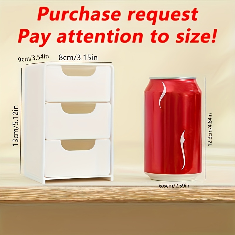 2pcs 3-Tier Drawer Storage Box, Stackable Containers for Office & Crafts