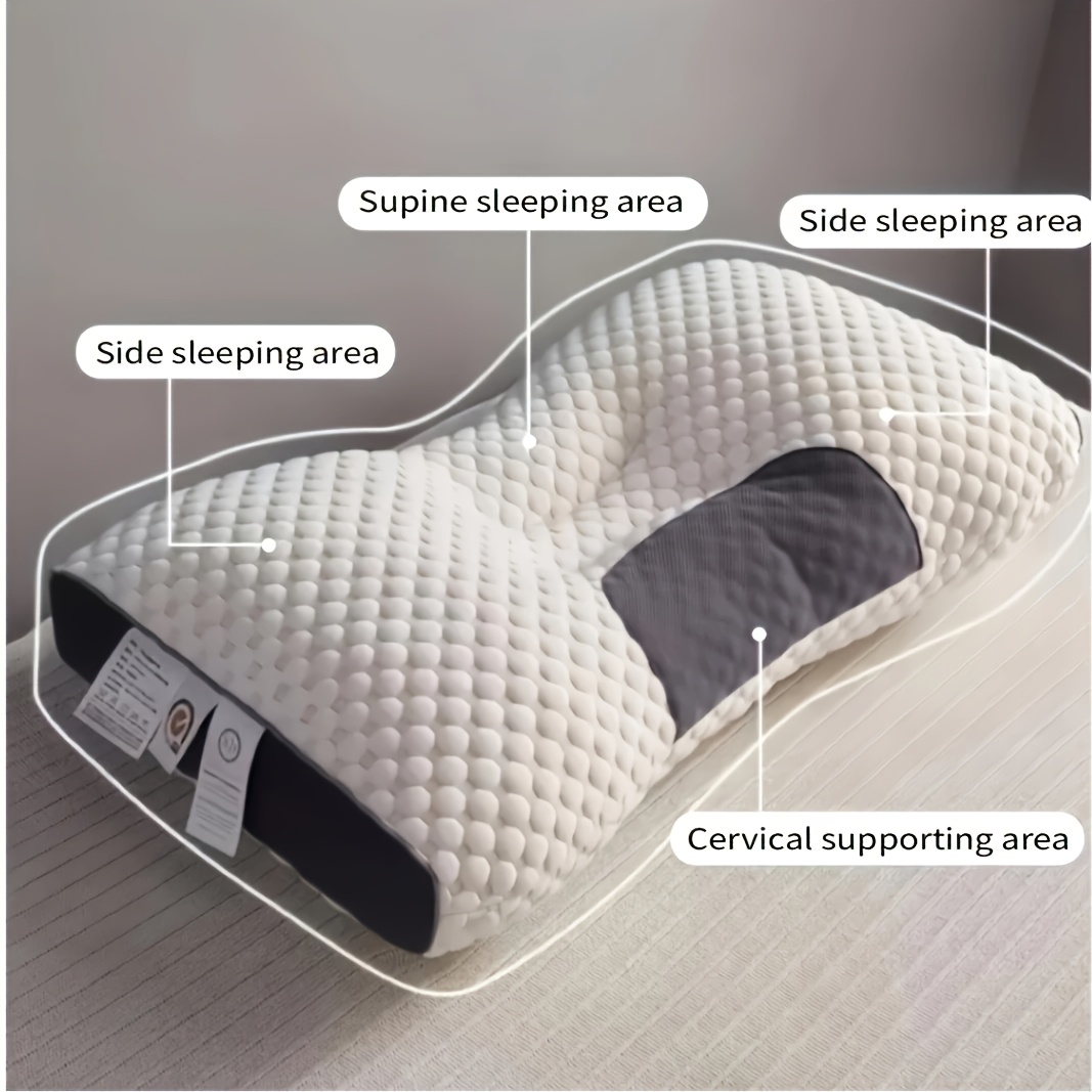 buy 1 get 1 free 2 soft woven neck massage couple pillows adjustable ergonomic orthotic profile support high quality pillow core detachable pillowcase for   details 0