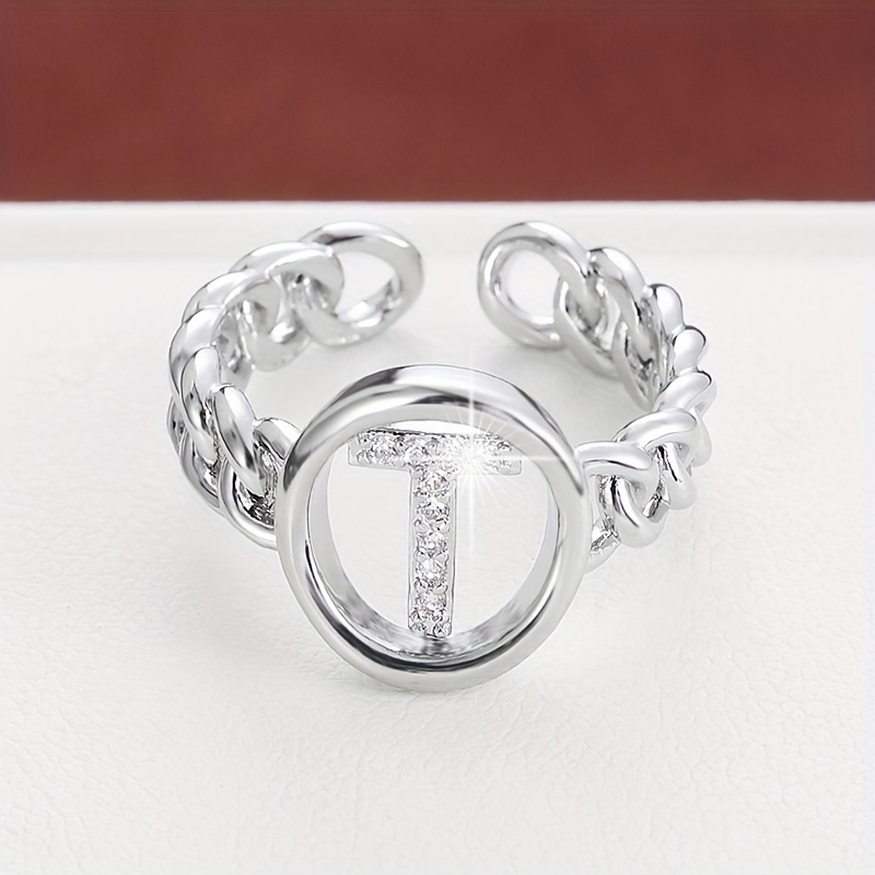 Chain Letter Set with Zirconium Ring for Women