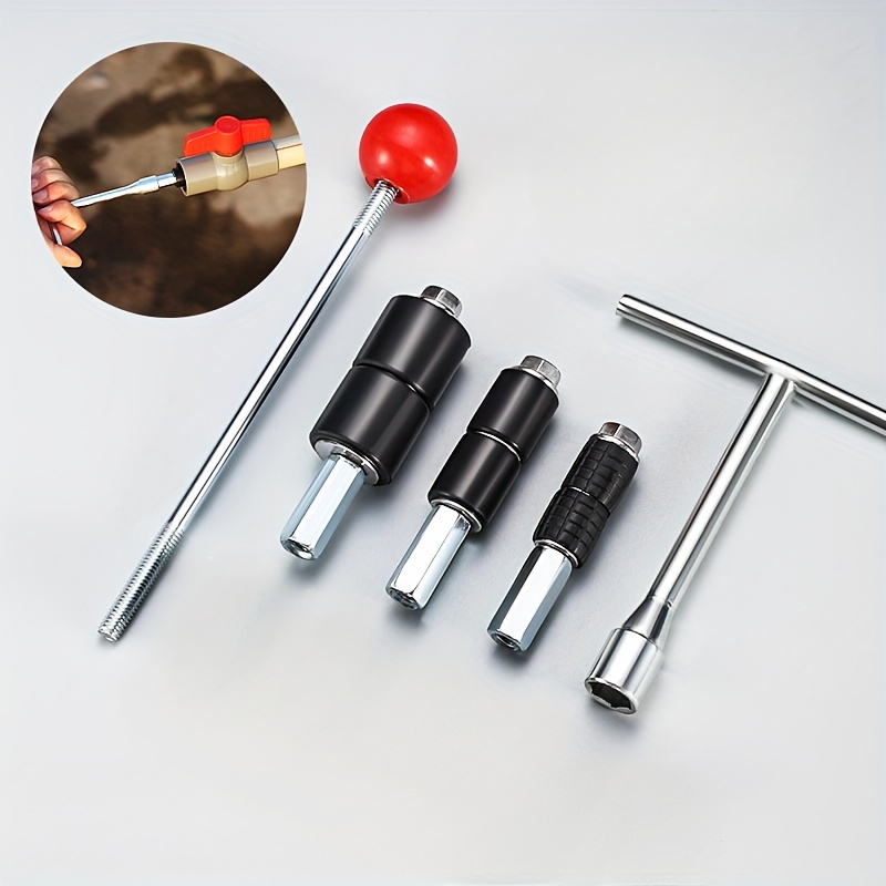 

Professional Stainless Steel Water Stopper Set - Pipe Plug Tool Kit With T-handle, Screw, Expansion Heads For Quick Plumbing Repair And Home Improvement, Manual Metal