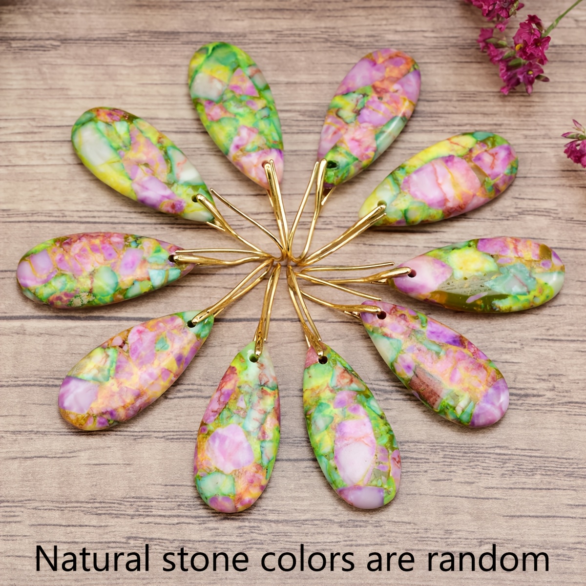 Women's Plated Bohemian Multicolor Stone Long Teardrop Earrings