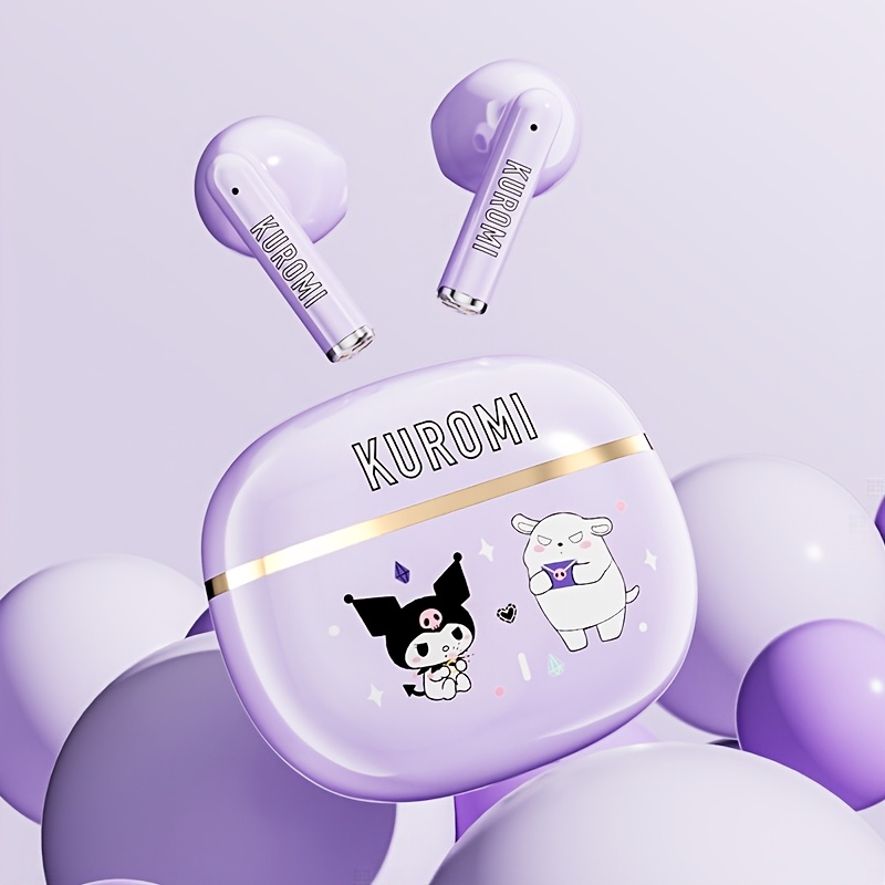 TEMU Hello Kitty Kuromi Cinnamoroll Wireless Wireless Earbuds In-ear Headphones Case Led Battery Display Built-in Mic Kawaii Anime Gift
