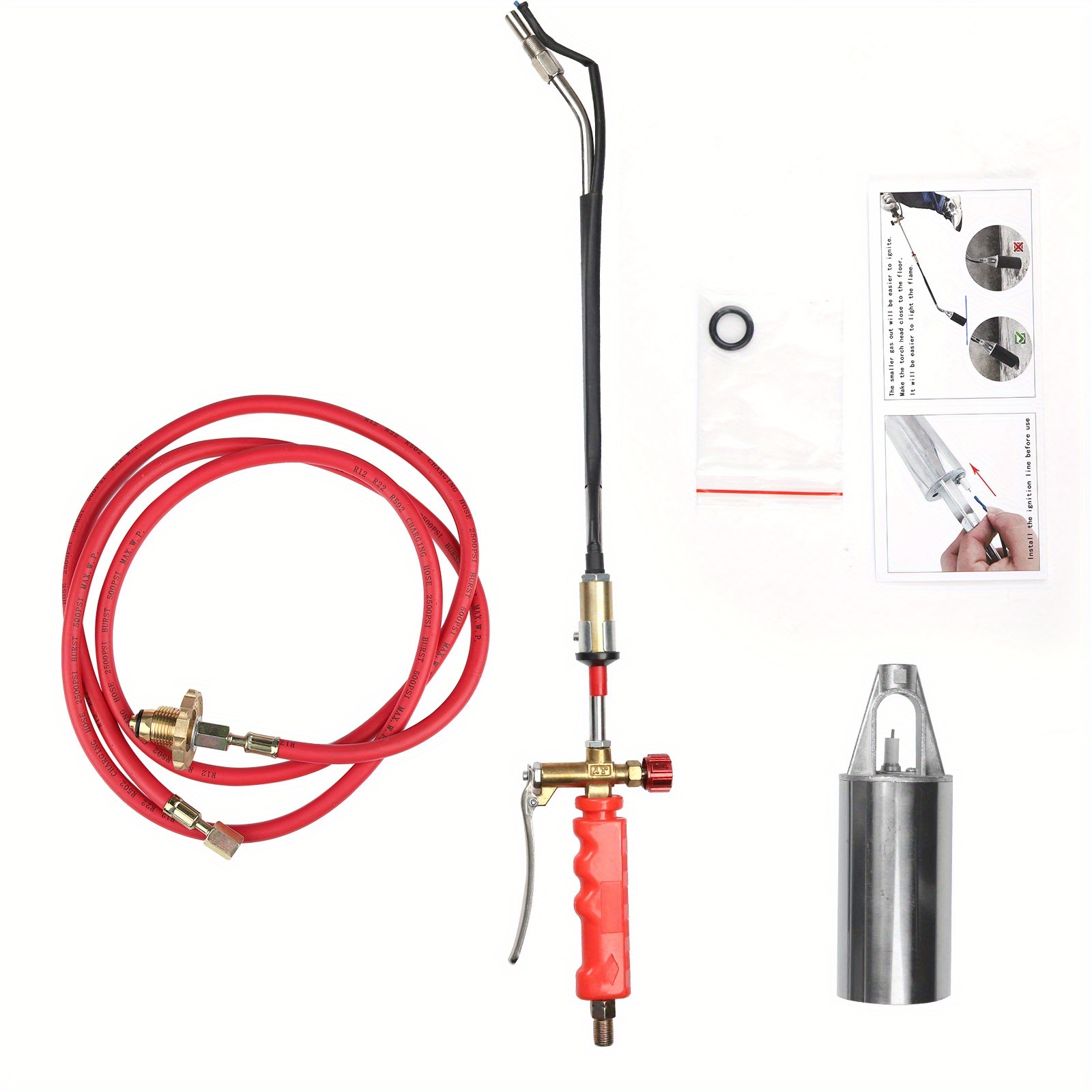 TEMU Portable Propane Torch Burner & Melter " Hose, Adjustable Knob, Ergonomic Handle - Heavy-duty Outdoor Tool For Gardening, Winter, Camping - Ideal & Father's Day Gift, Construction