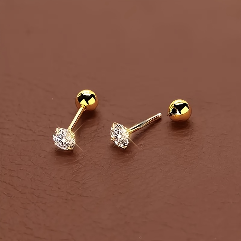 3pcs Dangle Earrings with Cubic Zirconia Sparkling Golden
