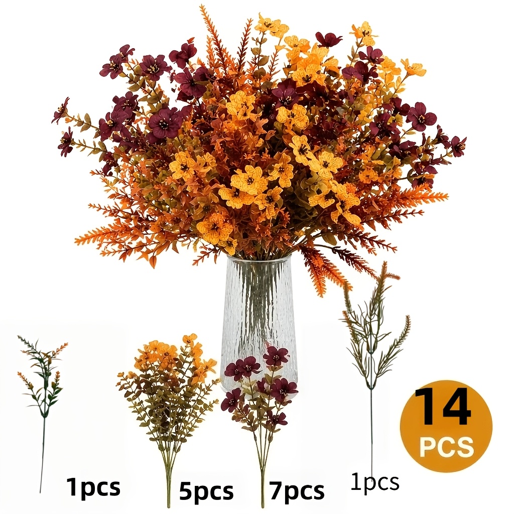 TEMU Set di 14 fiori artificiali autunnali, inclusi eucalipto, decorazioni per il Ringraziamento, decorazioni natalizie, decorazioni di Halloween