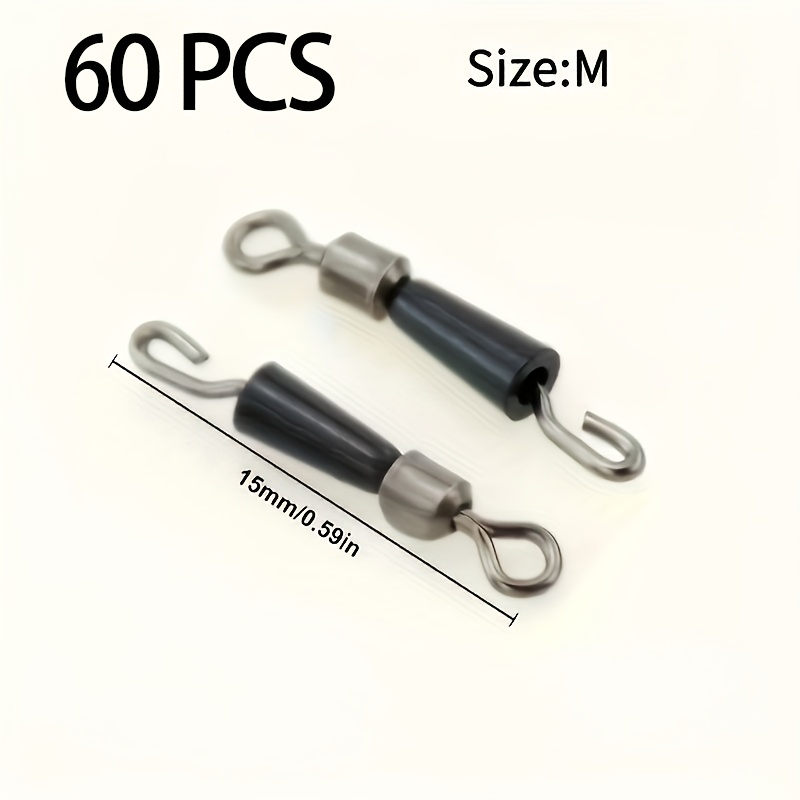 TEMU Lot de 30/60 Émerillons à Changement Rapide Enduits pour Pêche à la , Connecteur Rapide d'Émerillon d'Hameçon avec Manchon -Enchevêtrement,