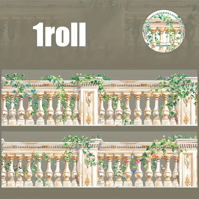 TEMU 1 Roll Flower Vine Series, Fence Flower Wall Themed Decorative Pet Landscaping Tape, Suitable For Creative Scrapbooking, Collage Materials,