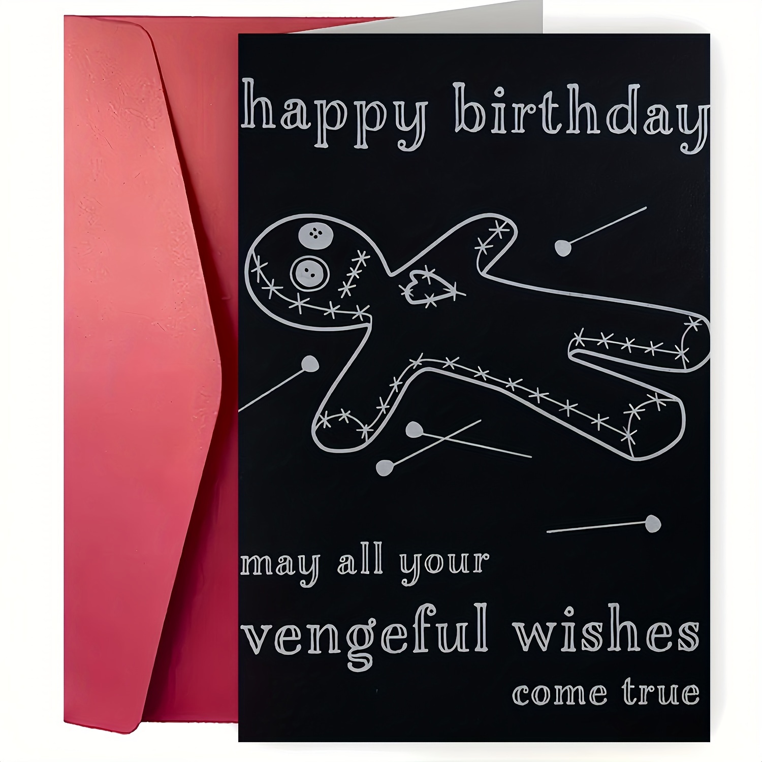 

1pc, Doll, Funny Birthday Card, Birthday Card, Gothic Birthday Card, Scary Halloween Card For People, Black Card, Scary, Birthday Greeting