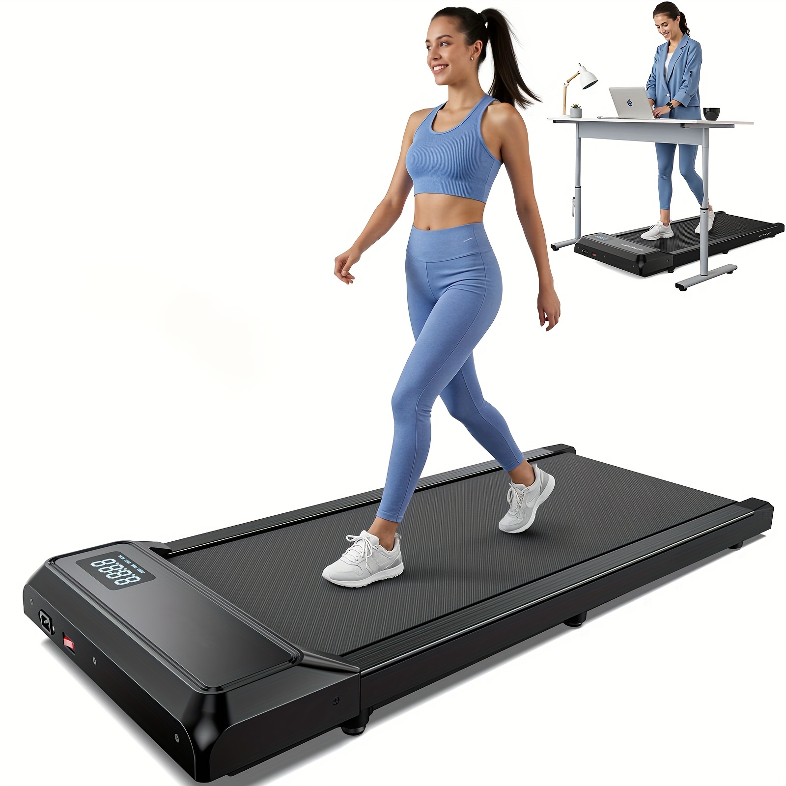 Under Desk Treadmill, 2-in-1 Walking Pad for Walking And Jogging 2.5HP Low-Noise Treadmill with Remote Control Lanyard 265lbs Weight Capacity, Workout Equipment for Home Gym