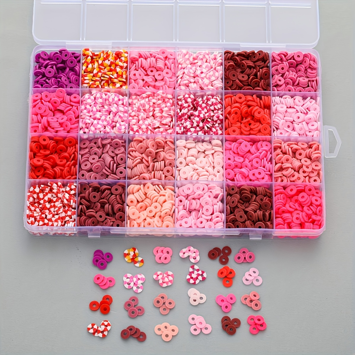 TEMU Lot de 4800 perles d'espacement/pâte polymère 24 couleurs, style Dopamine douce, pour bracelets, , breloques de téléphone et fabrication de