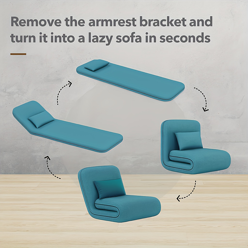 multifunctional blue folding sofa bed high density foam futon couch removable armrests small apartment recliner sofa convertible bed