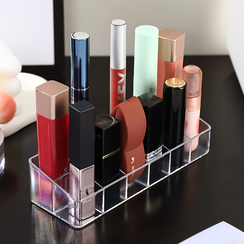 

1pc 12-grid Makeup Storage Box, Acrylic Transparent Cosmetic Lipstick Display Holder, Nail Polish Lip Gloss Lipstick Storage Box, Vanity Makeup Organizer