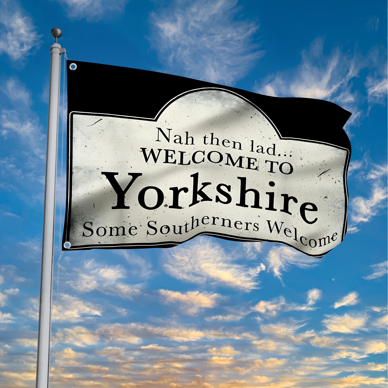 TEMU 1pc Flag, Hello Uk North England Yorkshire Banner 3x5ft-4x6ft, Featuring 2 Brass Grommets, Durable Polyester.