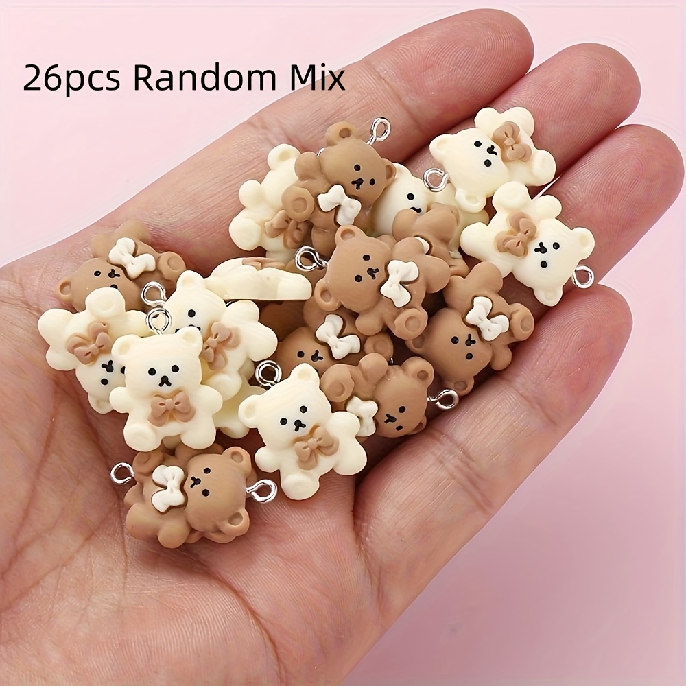 Image of 26 Random Mix Mini Teddy Bear Resin Charms For Jewelry Making, , Compatible With Bag Charms, Pendants, And Phone Case Crafting. A Great Gift For