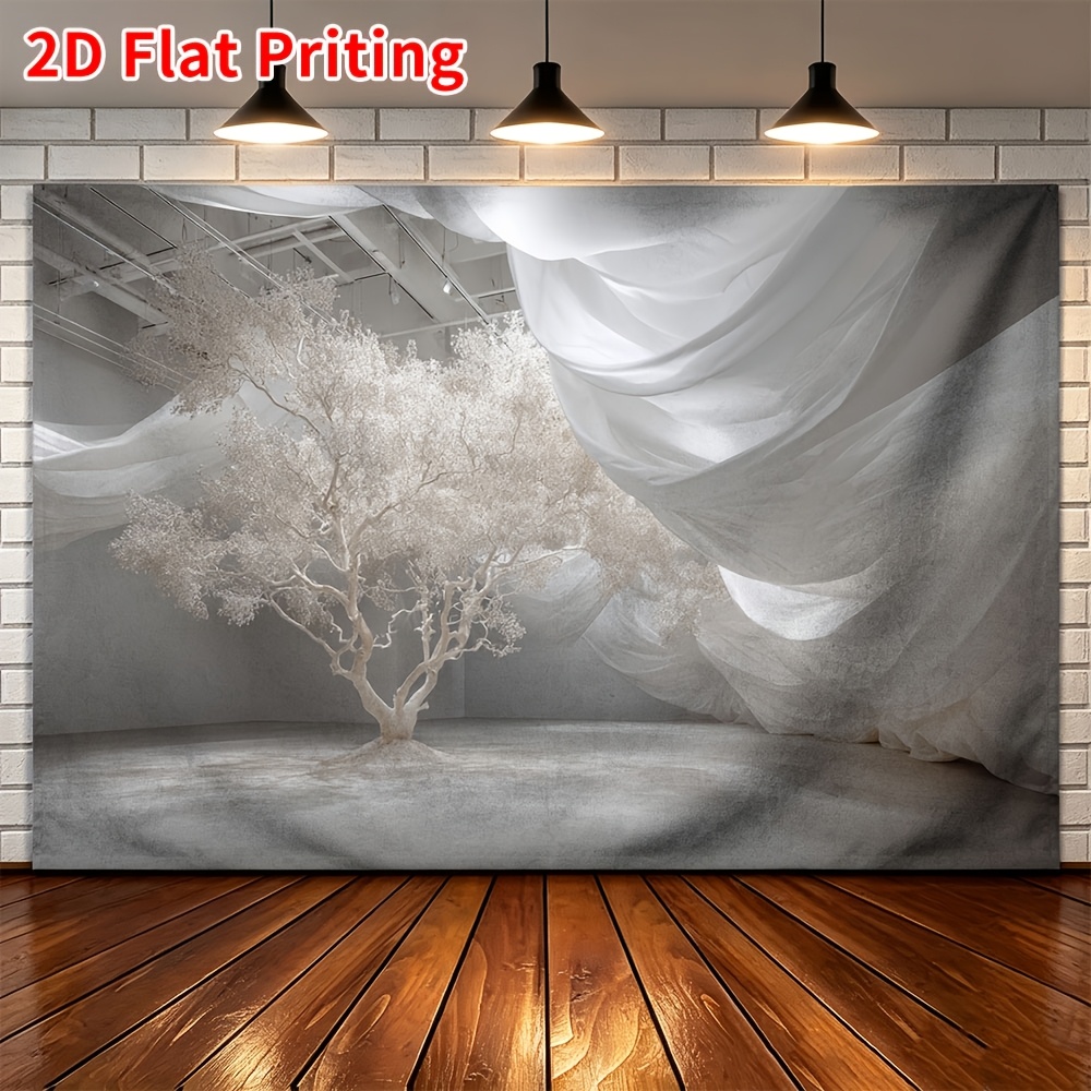 Neutral Minimalist Tree White Backdrop for Weddings