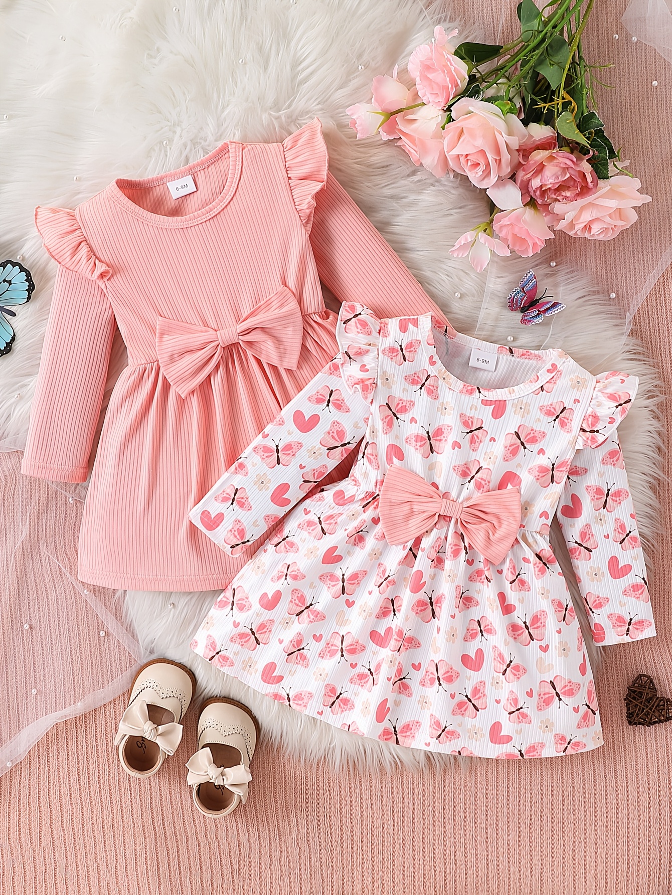 ensemble robes à manches longues filles col rond Temu France