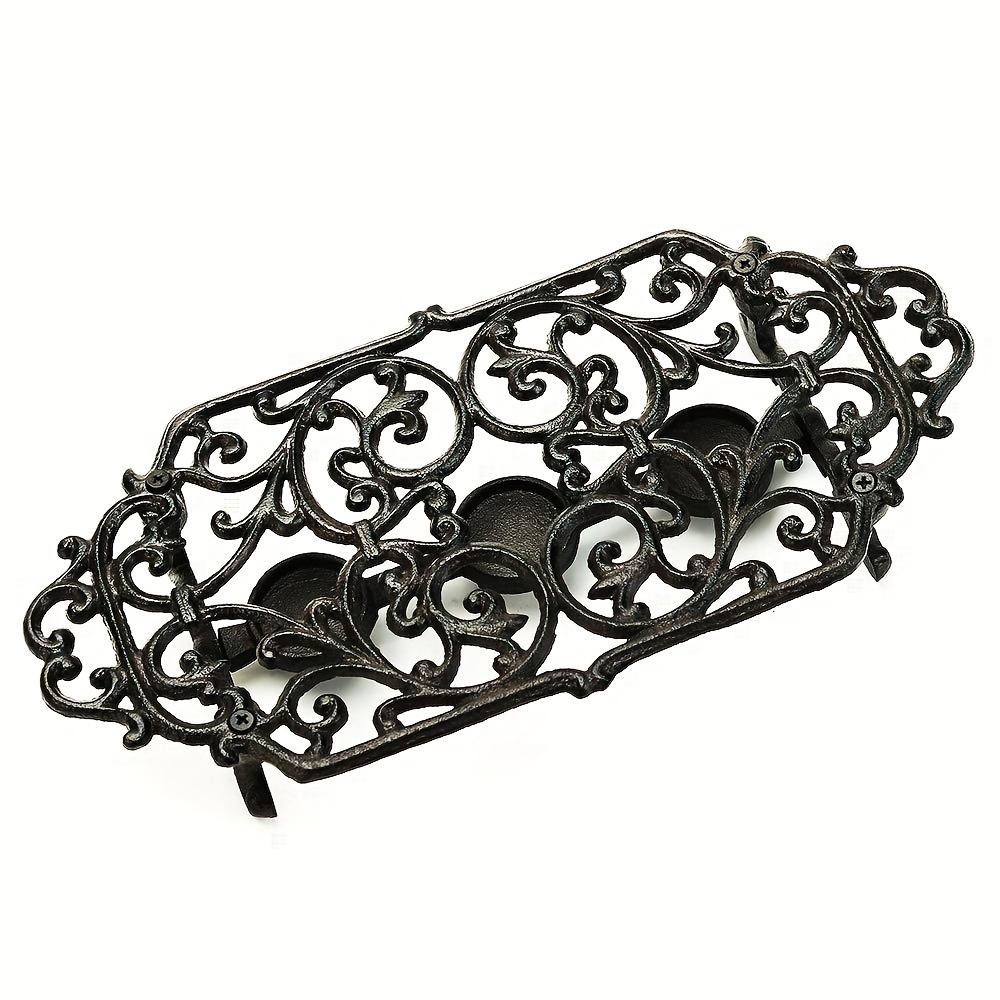 Image of Cast Iron Tealight Warmer Pot Stand With Ornate Base And Lid - Decorative Dish Warmer For Tea Pots And Hot Beverages, Sturdy Kitchen Centerpiece In Black End