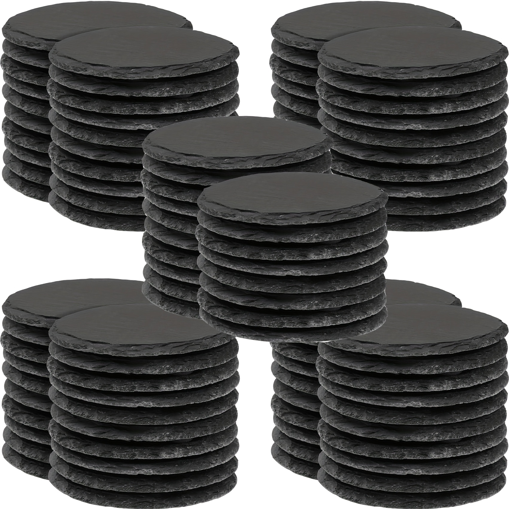 TEMU Dofiki 96pcs Set Of Black Round Coasters, Each Measuring 4 Inches (about 10 Cm), Featuring Laser-engraved Designs And A Scratch-resistant Base,