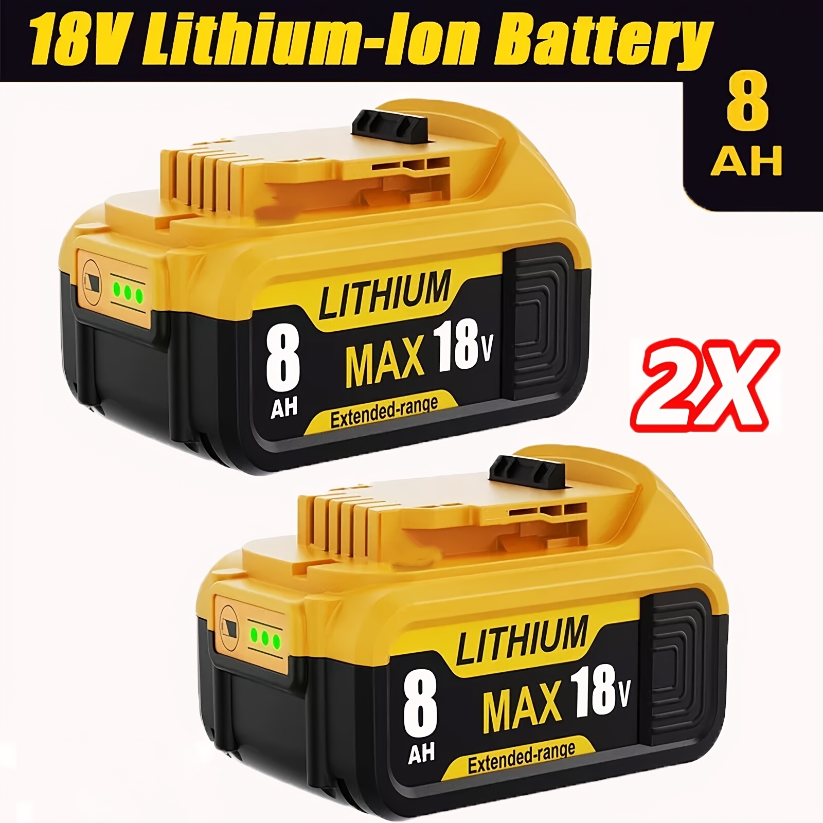 2 X 18V 8000mAh Baterija za Zamenjavo za 18V baterijo DCB200 DCB 606 , za DCB203 DCB204 N123283 N123282 DCB204-2 brezžična orodja