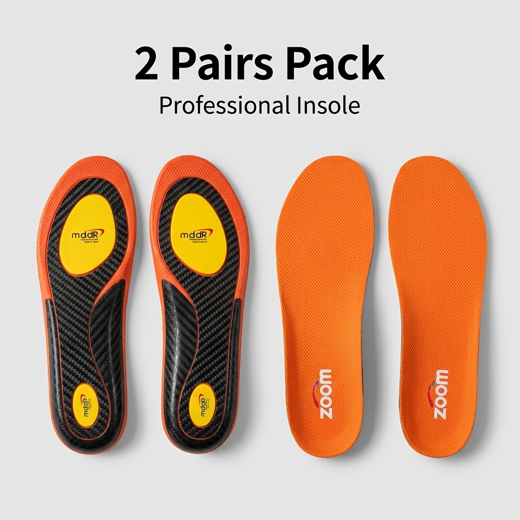 TEMU /4pcs Carbon Fiber Arch Support Insoles - Full-palm Heel Cushioning Suitable For Hiking, Running, Sneakers, Outdoor Sports | Breathable